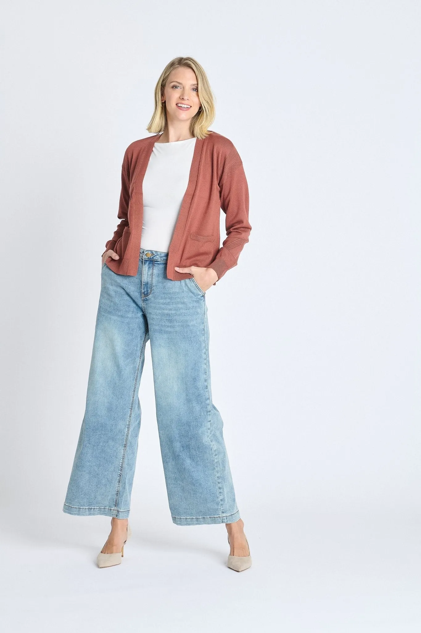 Ribbed Open Cardigan Sweater