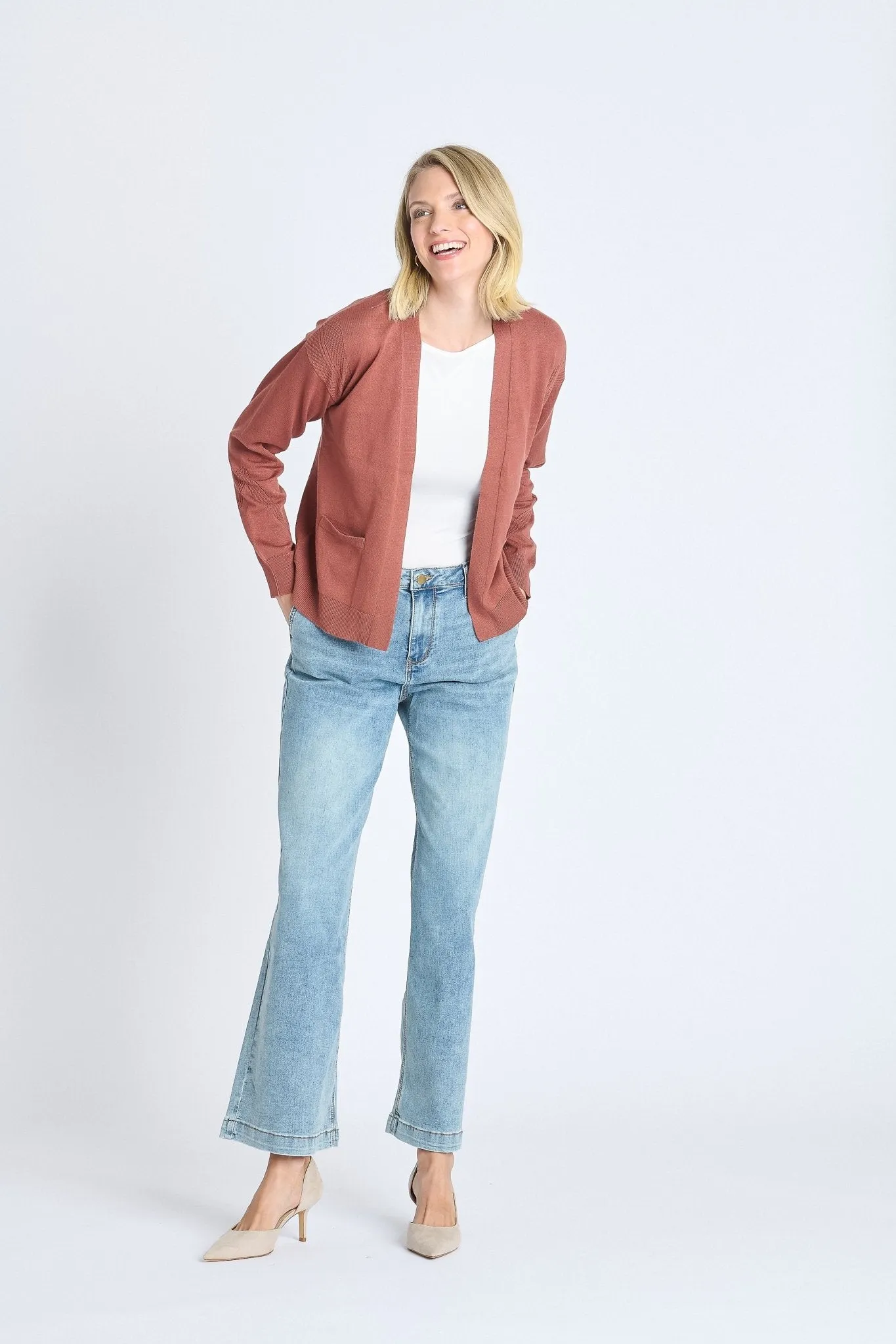 Ribbed Open Cardigan Sweater