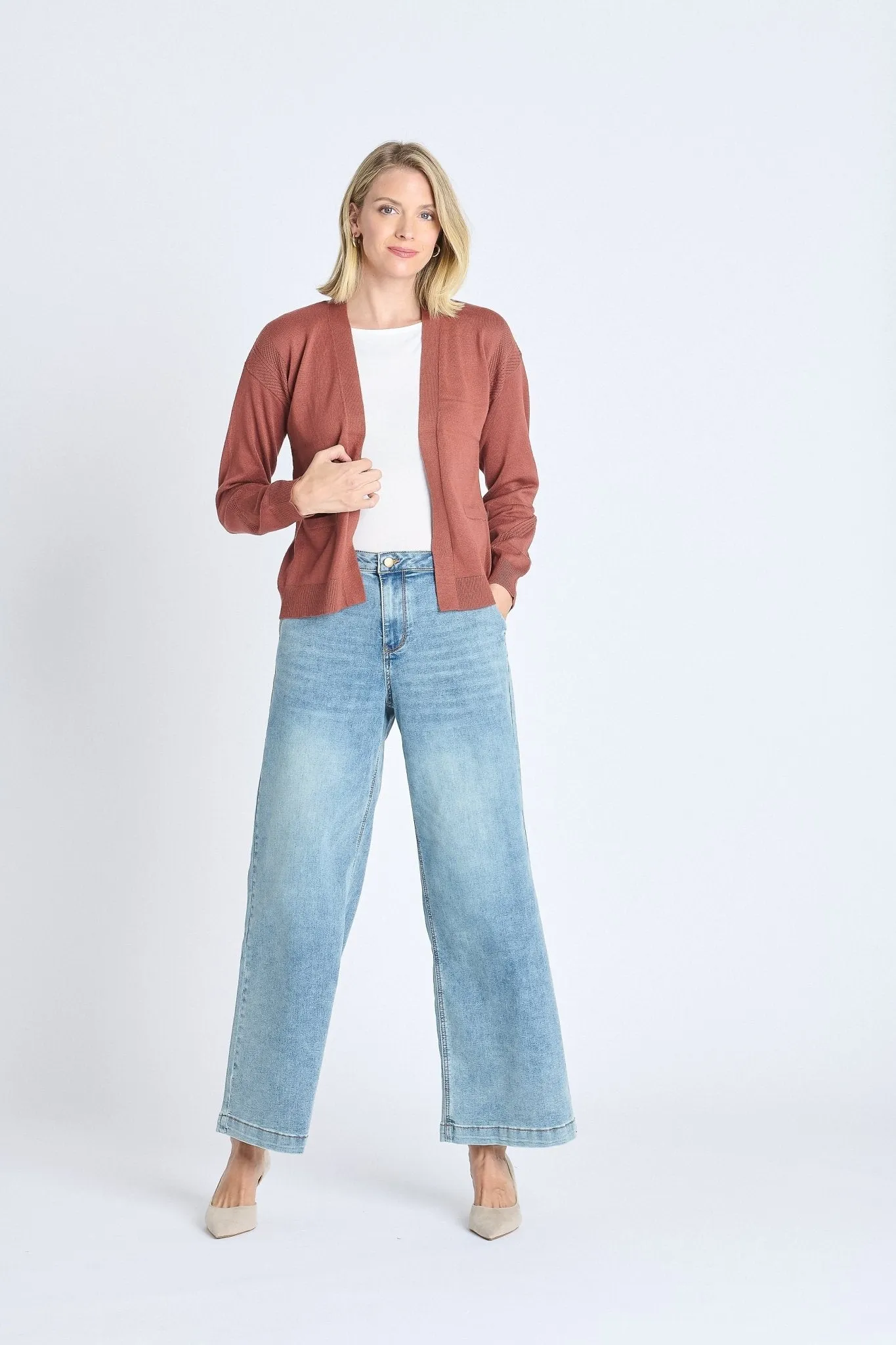 Ribbed Open Cardigan Sweater