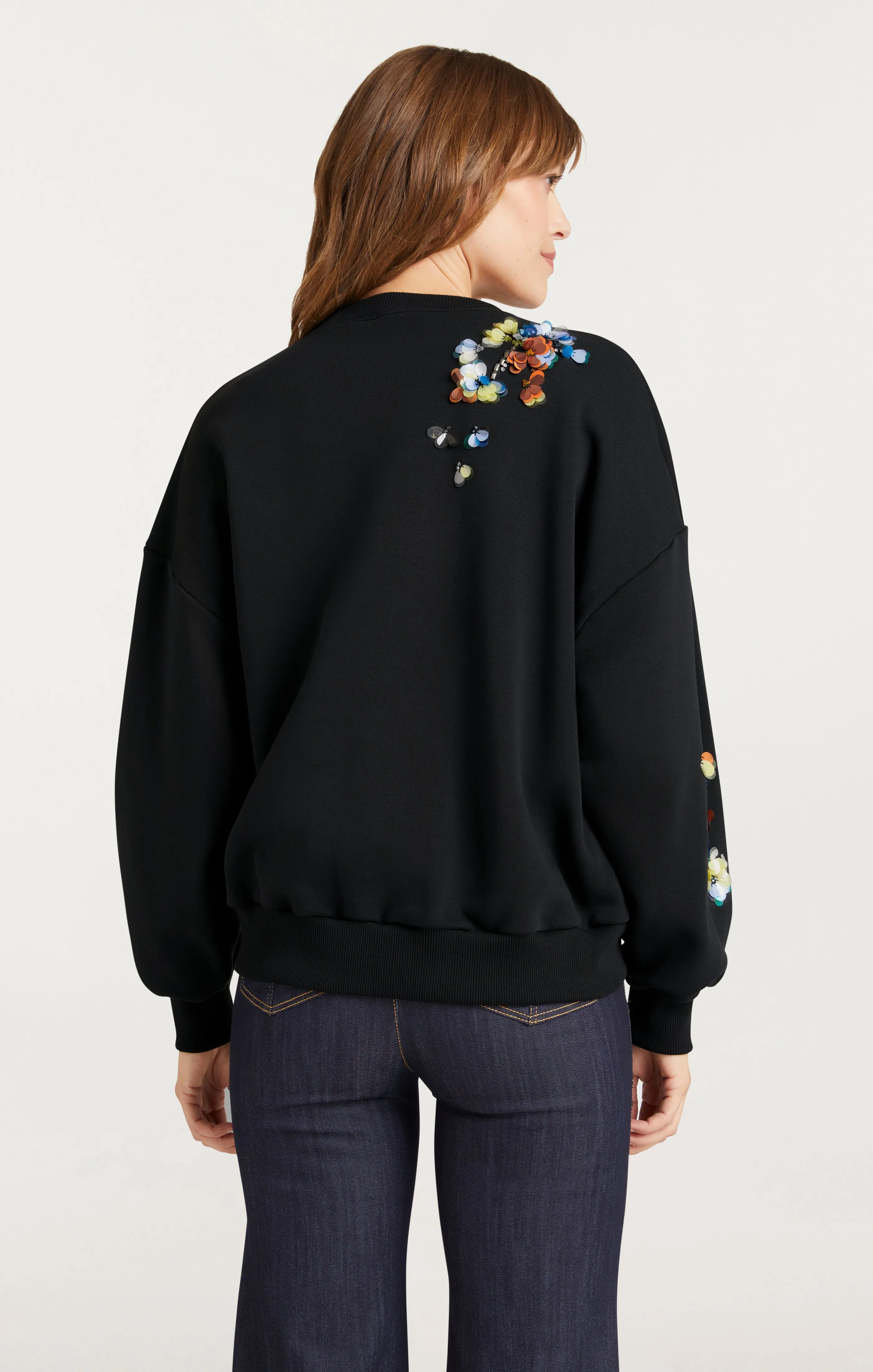 Sequin Flower Embellished Brandy Pullover