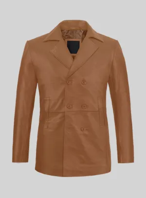Soft Hunter Tan Leather Pea Coat