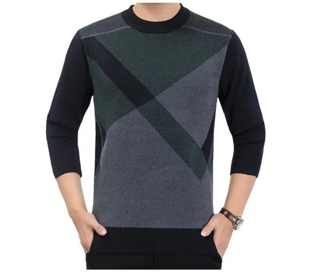 Sweater Men's Winter Thick Warm Cashmere Turtleneck Men Knitted Plaid Sweaters Slim Fit