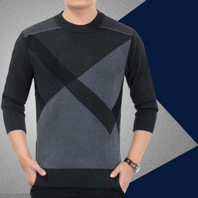 Sweater Men's Winter Thick Warm Cashmere Turtleneck Men Knitted Plaid Sweaters Slim Fit