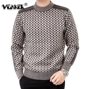 Sweater Men's Winter Thick Warm Cashmere Turtleneck Men Knitted Plaid Sweaters Slim Fit
