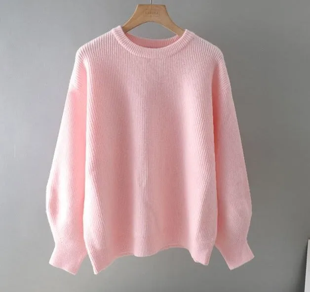 thick dazy oversized wool Sweaters Women puff sleeve Winter sweater Pullovers Loose Female Warm Basic sweater Jumper