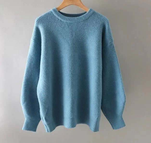 thick dazy oversized wool Sweaters Women puff sleeve Winter sweater Pullovers Loose Female Warm Basic sweater Jumper