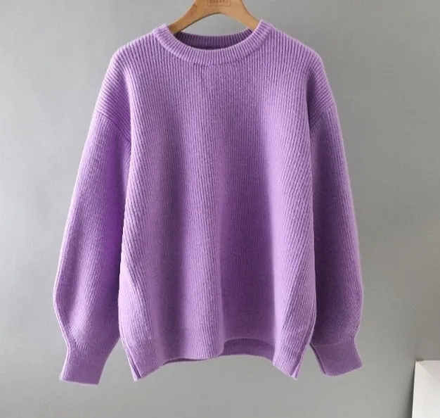 thick dazy oversized wool Sweaters Women puff sleeve Winter sweater Pullovers Loose Female Warm Basic sweater Jumper