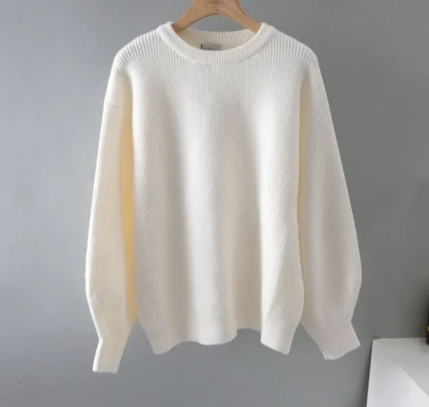 thick dazy oversized wool Sweaters Women puff sleeve Winter sweater Pullovers Loose Female Warm Basic sweater Jumper