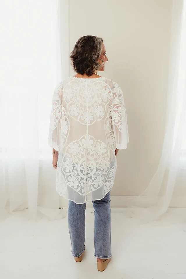 Tie Front Lace Kimono