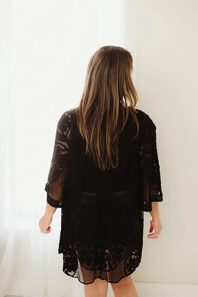 Tie Front Lace Kimono