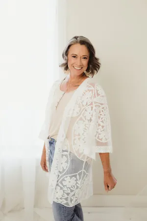 Tie Front Lace Kimono