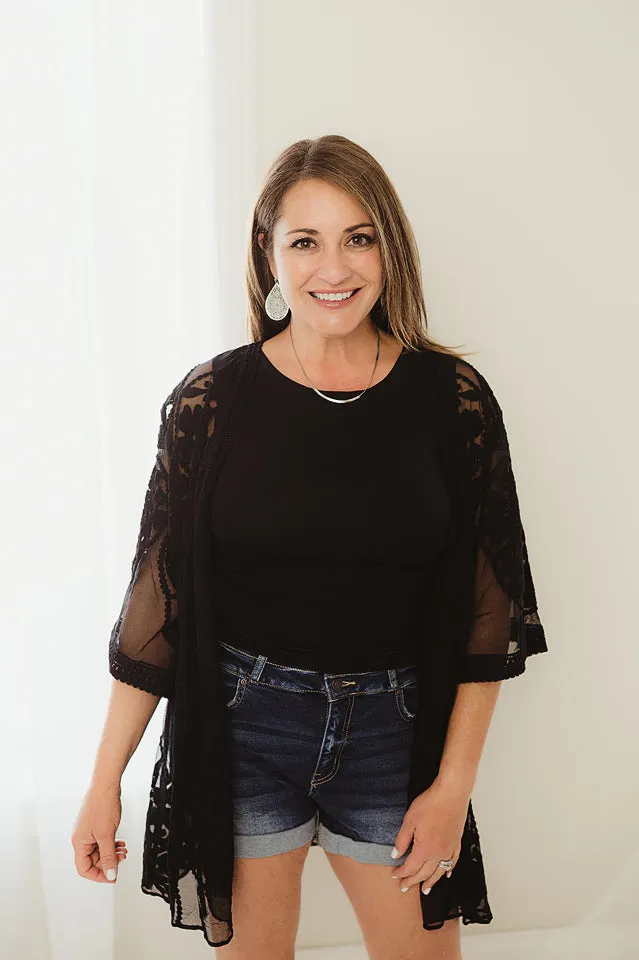 Tie Front Lace Kimono