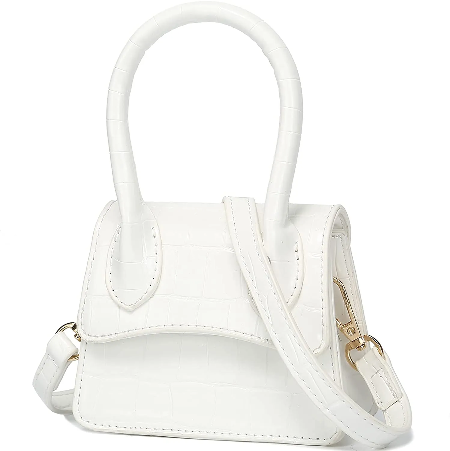 Trendy Orange Croc Tiny Handbag with Curved Flap cover