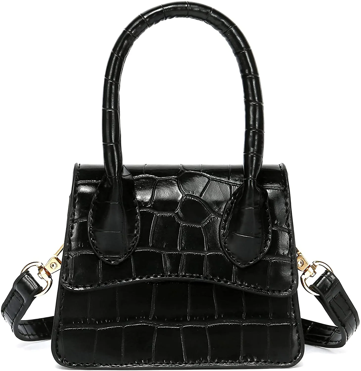 Trendy Orange Croc Tiny Handbag with Curved Flap cover