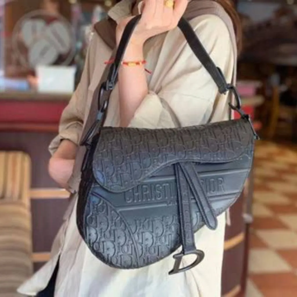 Vintage Leather Saddle Bag Crossbody Handbag For Women