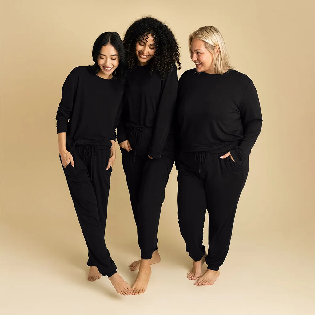 Women's Black French Terry Pullover Sweatshirt