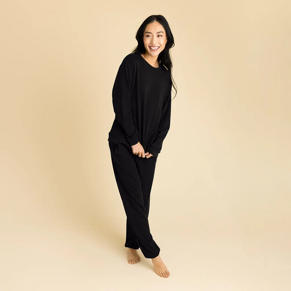 Women's Black French Terry Pullover Sweatshirt