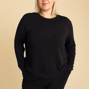 Women's Black French Terry Pullover Sweatshirt