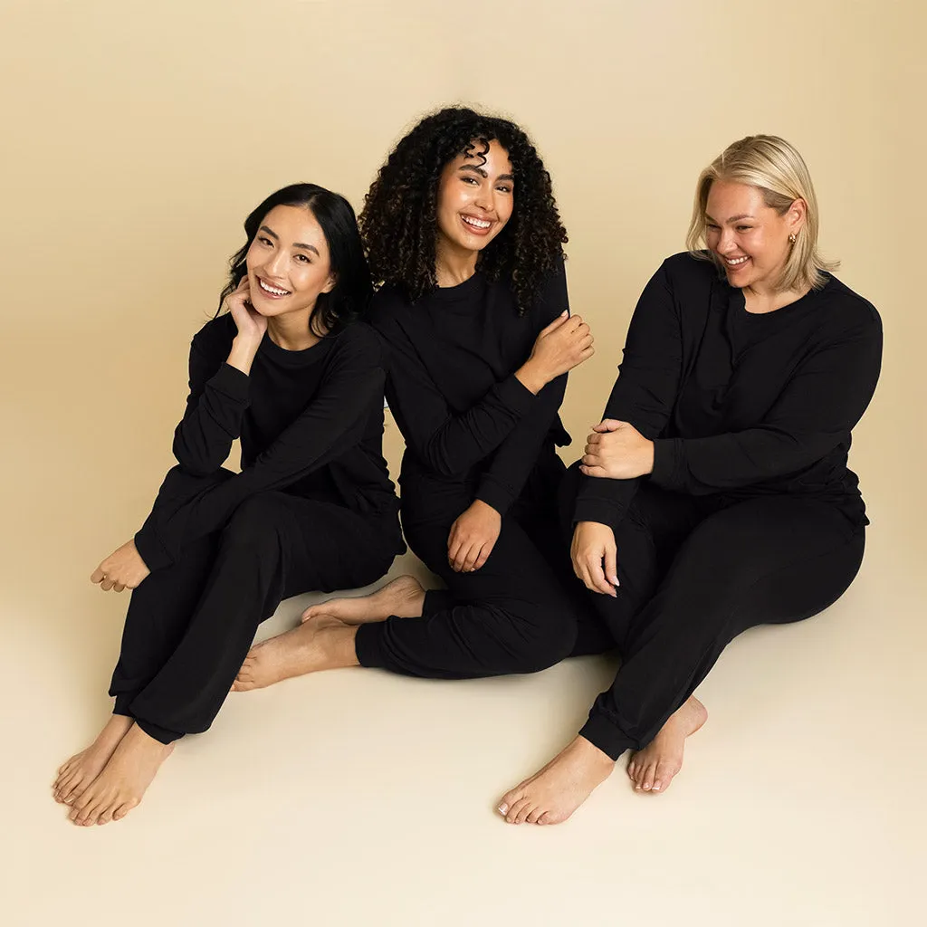 Women's Black French Terry Pullover Sweatshirt