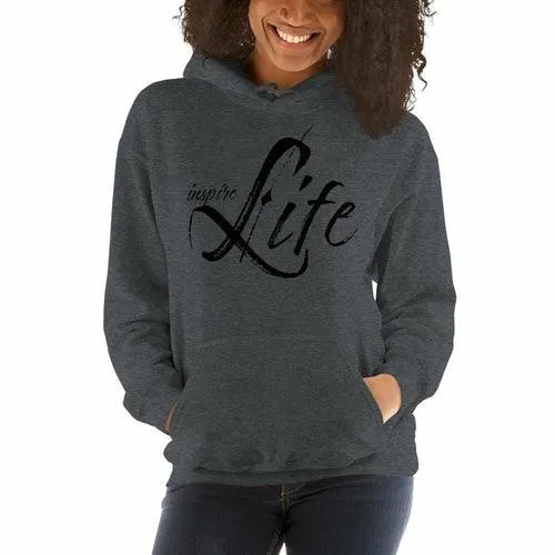 Womens Hoodie - Pullover Sweatshirt - Black Graphic /inspire Life