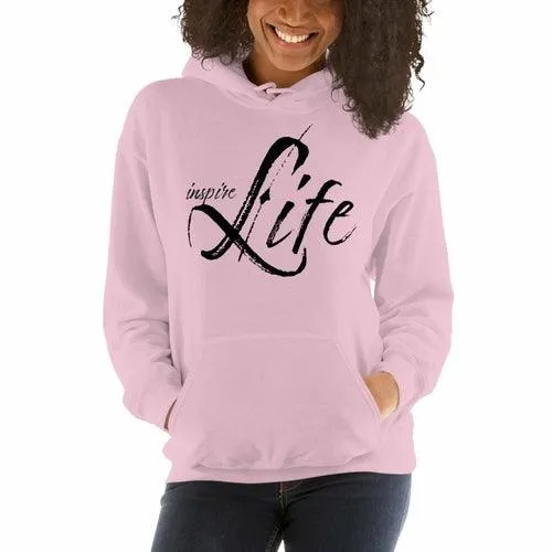 Womens Hoodie - Pullover Sweatshirt - Black Graphic /inspire Life