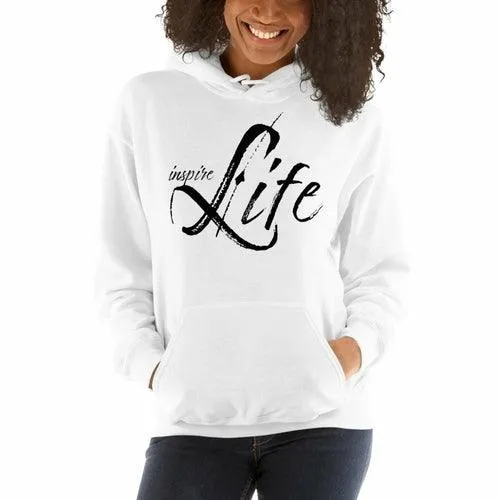 Womens Hoodie - Pullover Sweatshirt - Black Graphic /inspire Life