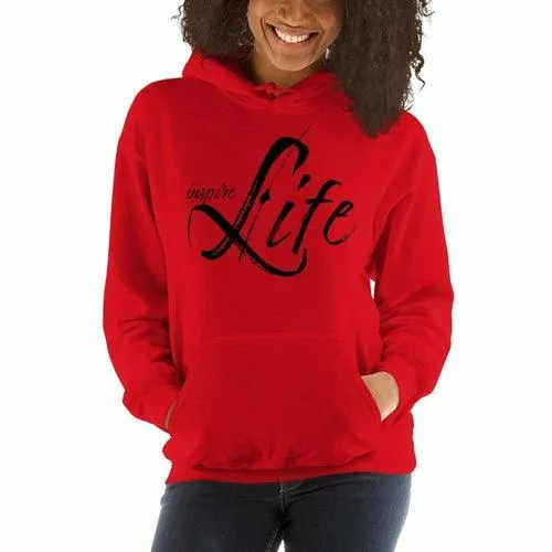 Womens Hoodie - Pullover Sweatshirt - Black Graphic /inspire Life