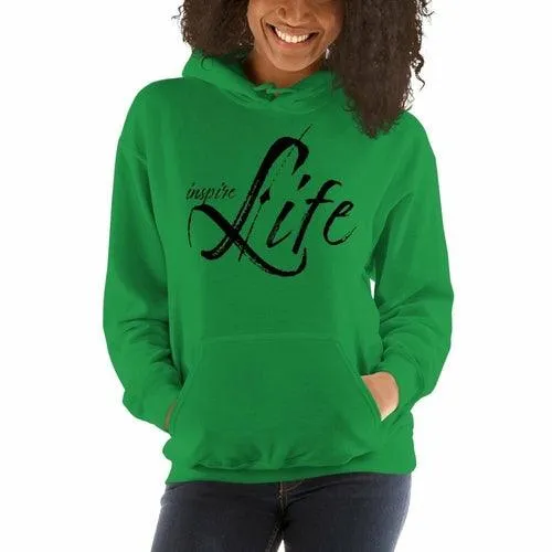Womens Hoodie - Pullover Sweatshirt - Black Graphic /inspire Life