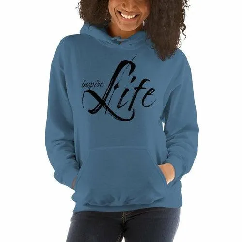 Womens Hoodie - Pullover Sweatshirt - Black Graphic /inspire Life